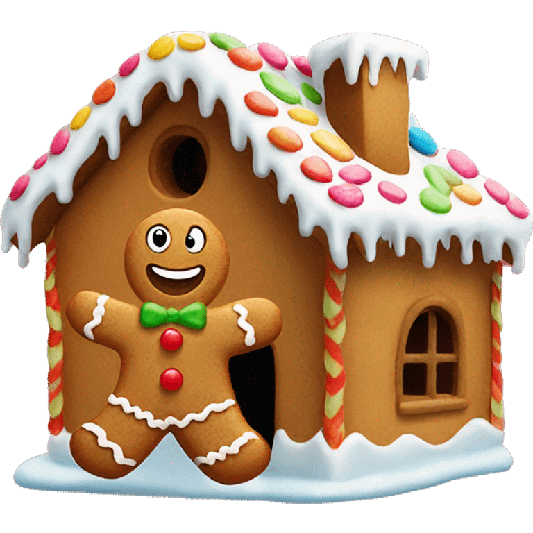 Gingerbread man at a gingerbread house  emoji