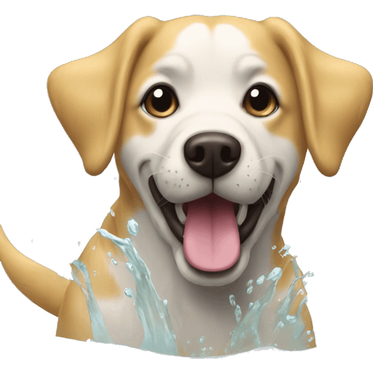 perro golden nadando en agua emoji