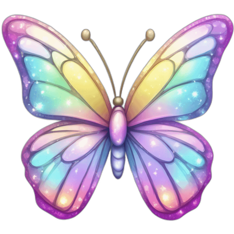 Shiny Glossy Glittery Sparkly Pastel Gradient Hue Iridescent Crystal Butterfly emoji