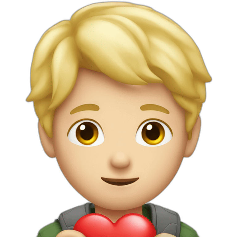 blond Boy holding heart emoji