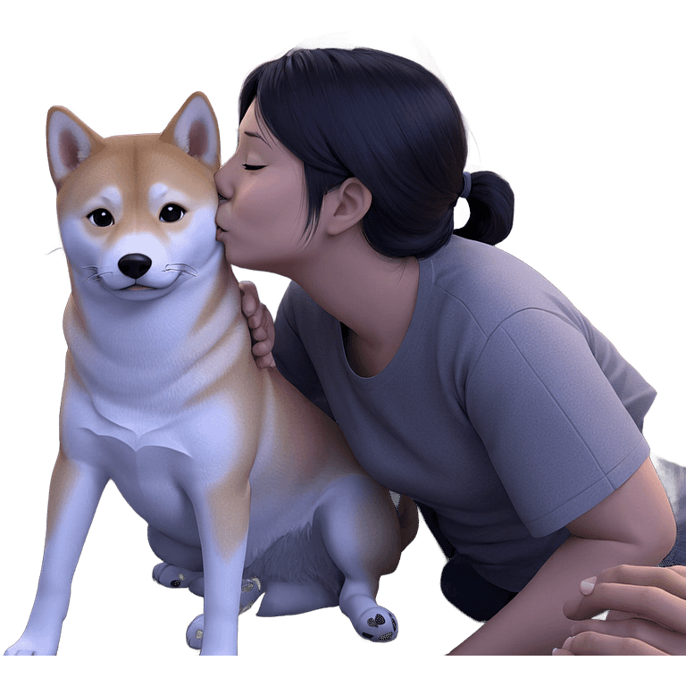 cute kiss with shiba inu emoji