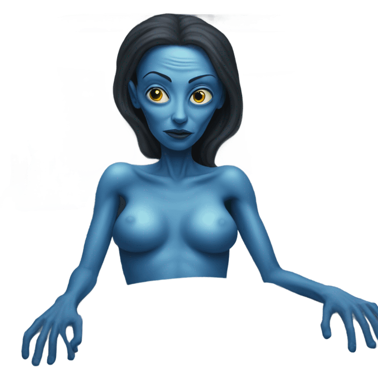 a blue alien woman , laying on the bed emoji