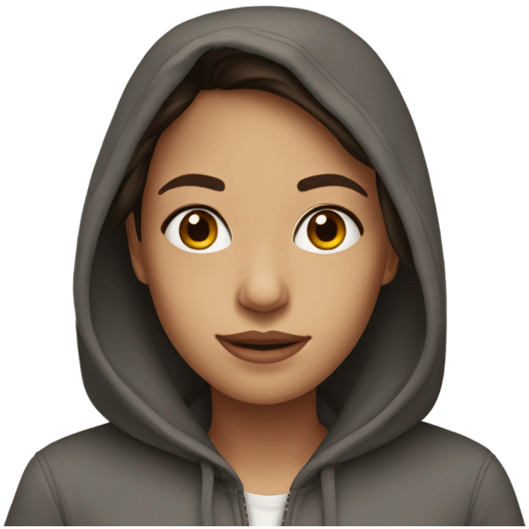 brunette girl wearing a hoodie emoji