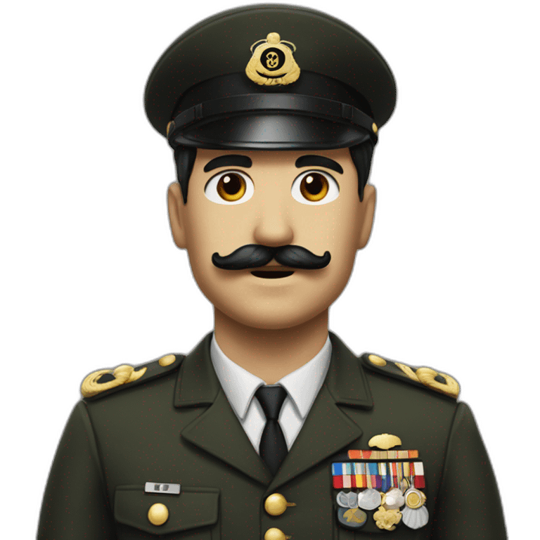 man with moustache like chaplin black hair and a militar uniform emoji