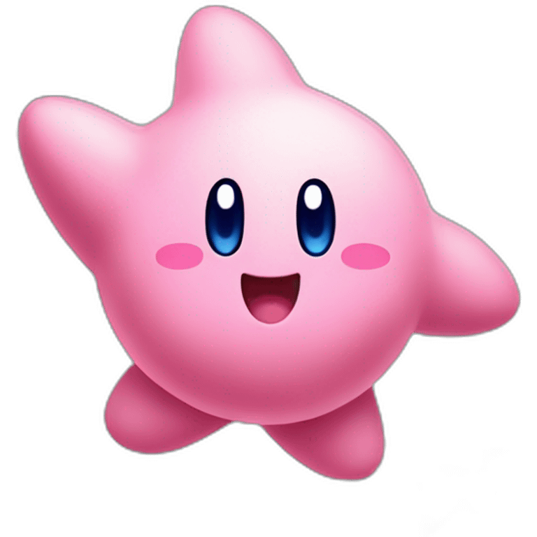 cute happy Kirby jumping on a star emoji