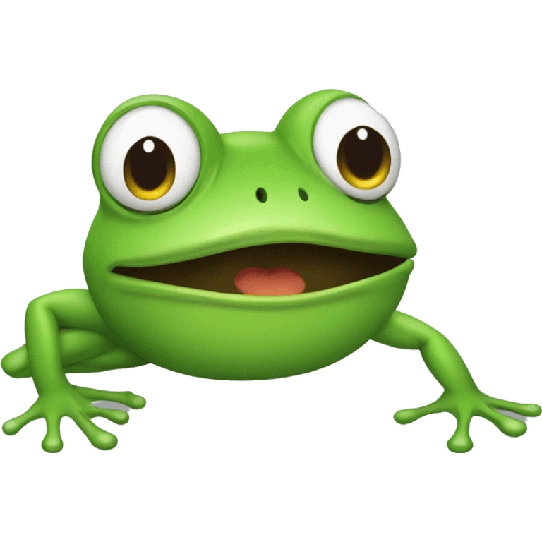 a frog which throw up a rainbow emoji