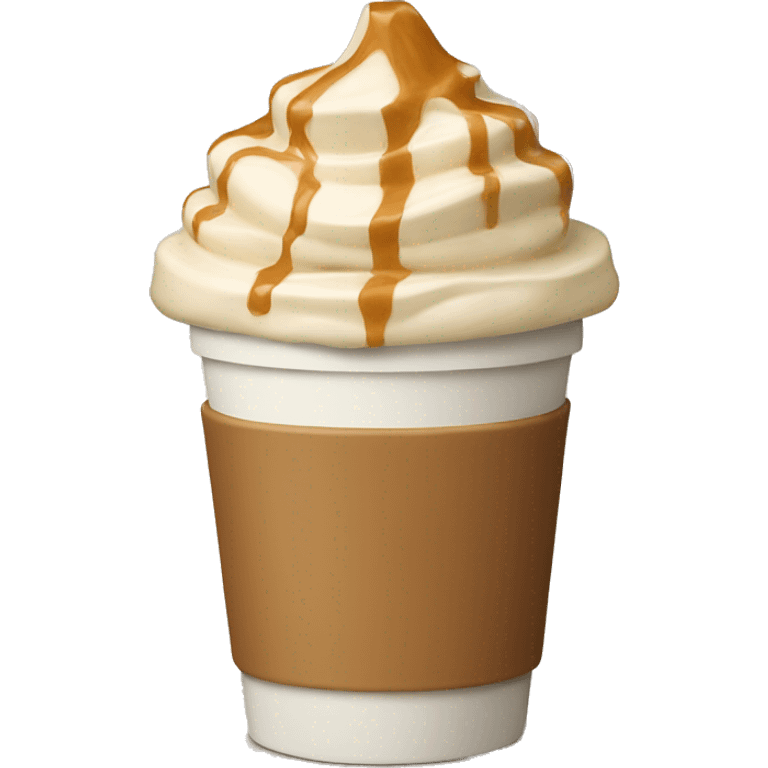 a beige starbucks coffee cup with cream and caramel sauce on top emoji