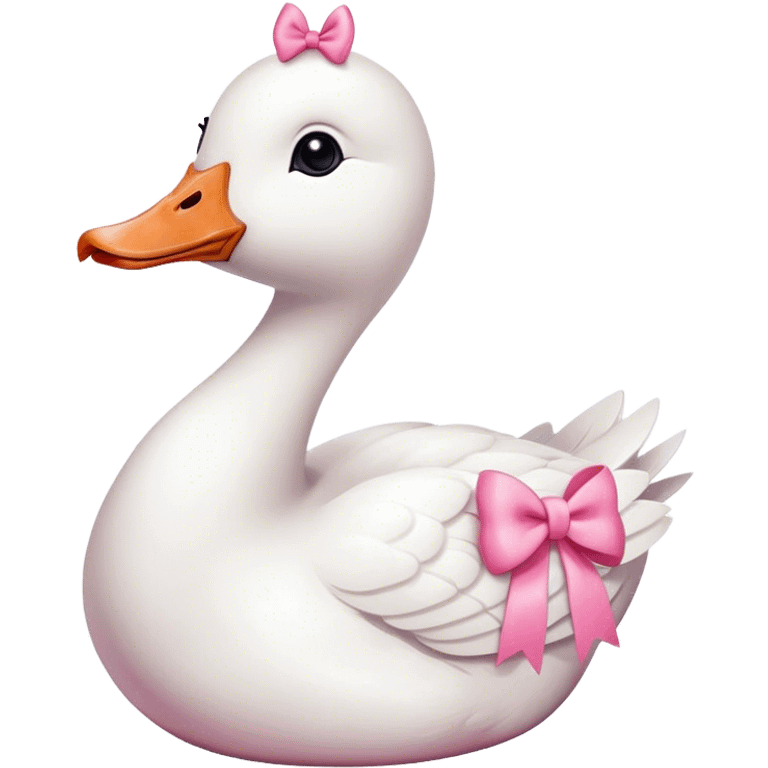 White goose with cute pink bow emoji