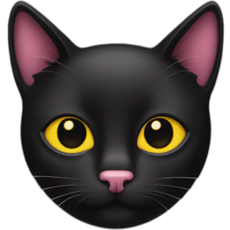 black cat with pink nose and yellow eyes emoji