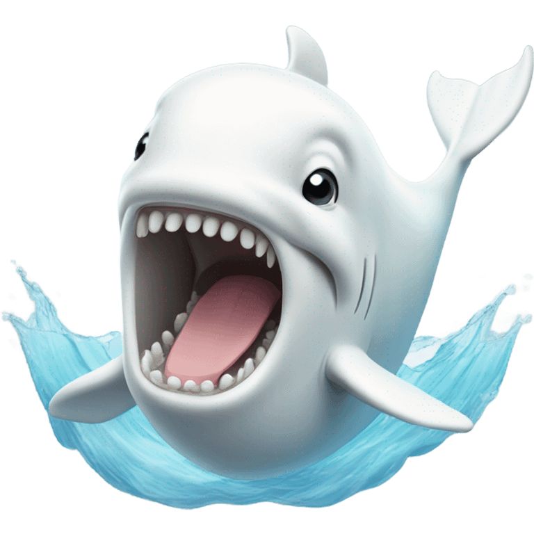 white whale , open mouth emoji