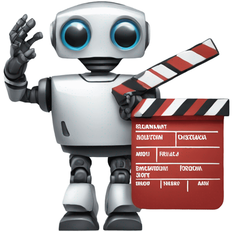 robot holding a clapboard emoji