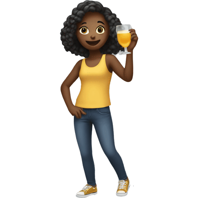 Girl dancing with a drink in her hand emoji