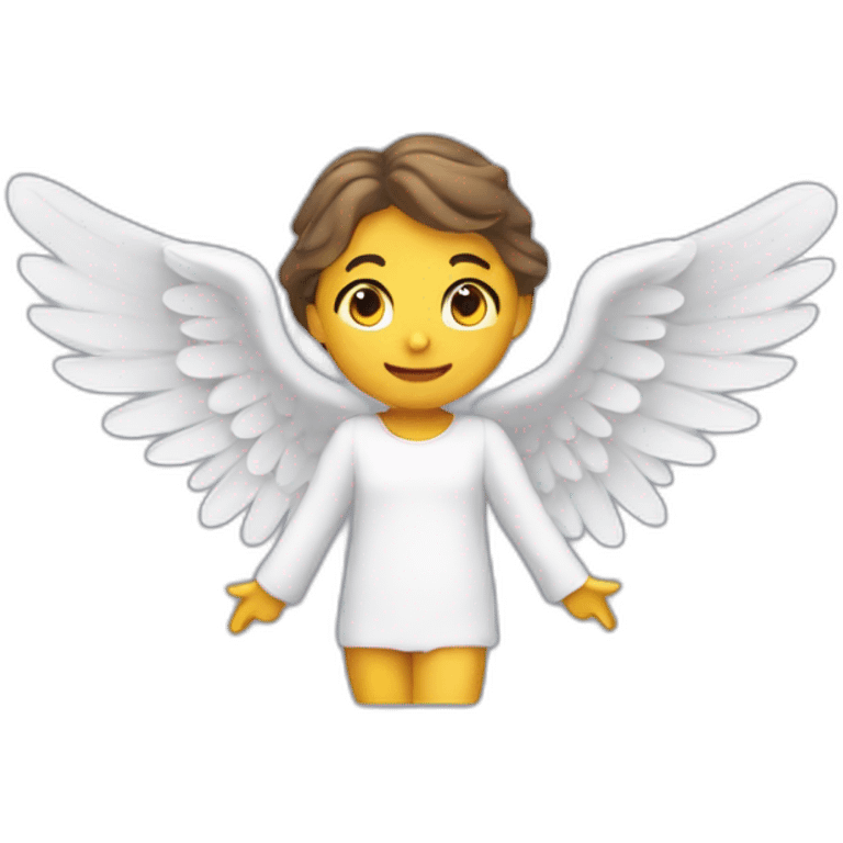 "The emoji should be an angel flying with wings, seen in full-bodied side profile." emoji