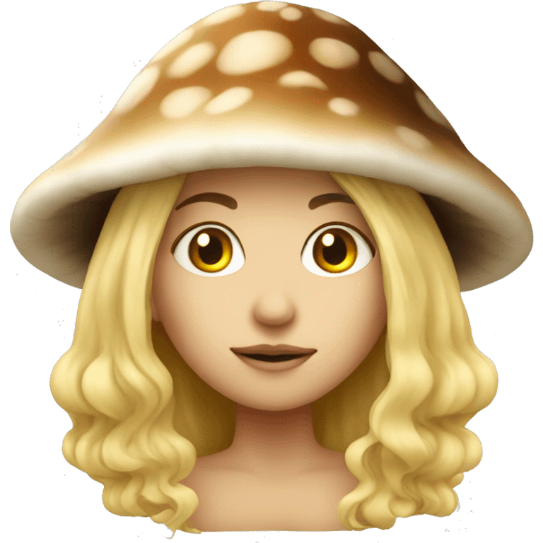 mysterious blonde girl with mushroom hat emoji