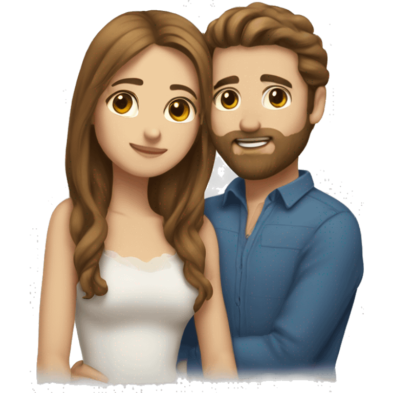 couple kising, him with brown hair, beard and eyes, white skin; her with bonde hair, brown eyes, white skin emoji