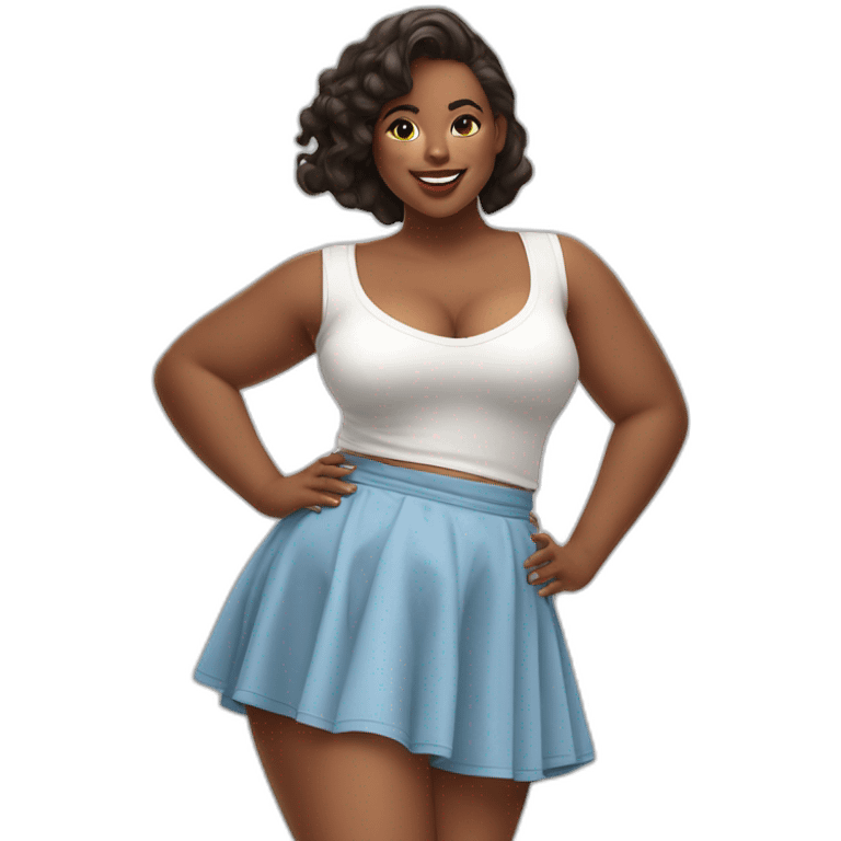 full-body-curvy-beauty-in-a-short-wide-skirt-wind-white-knickers emoji