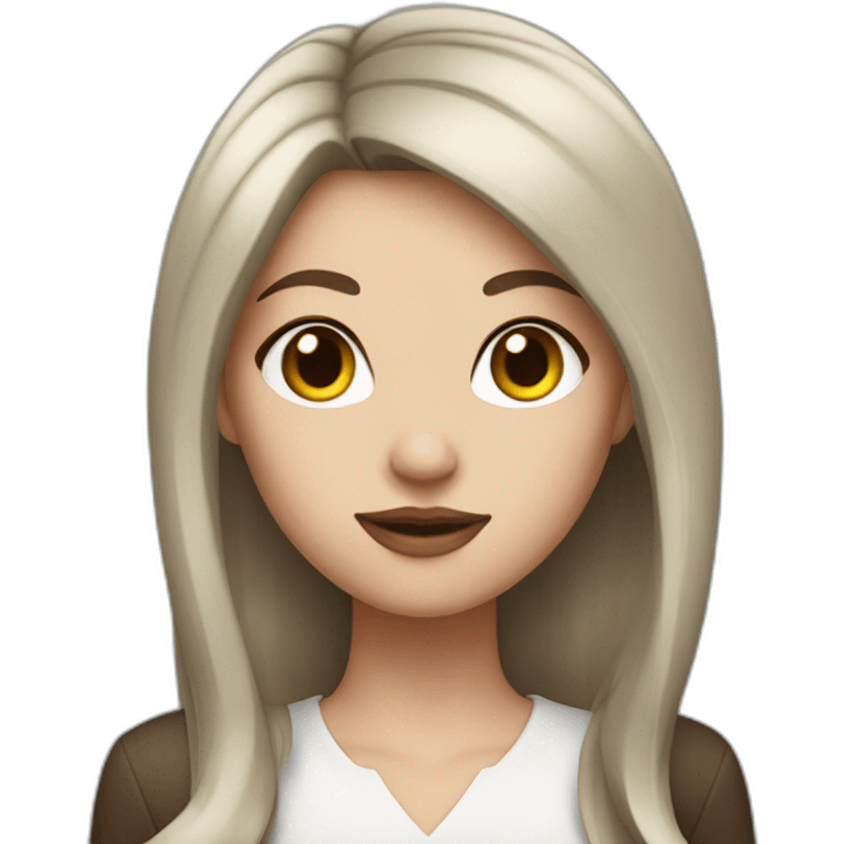 boss girl with brown hair and white skin emoji