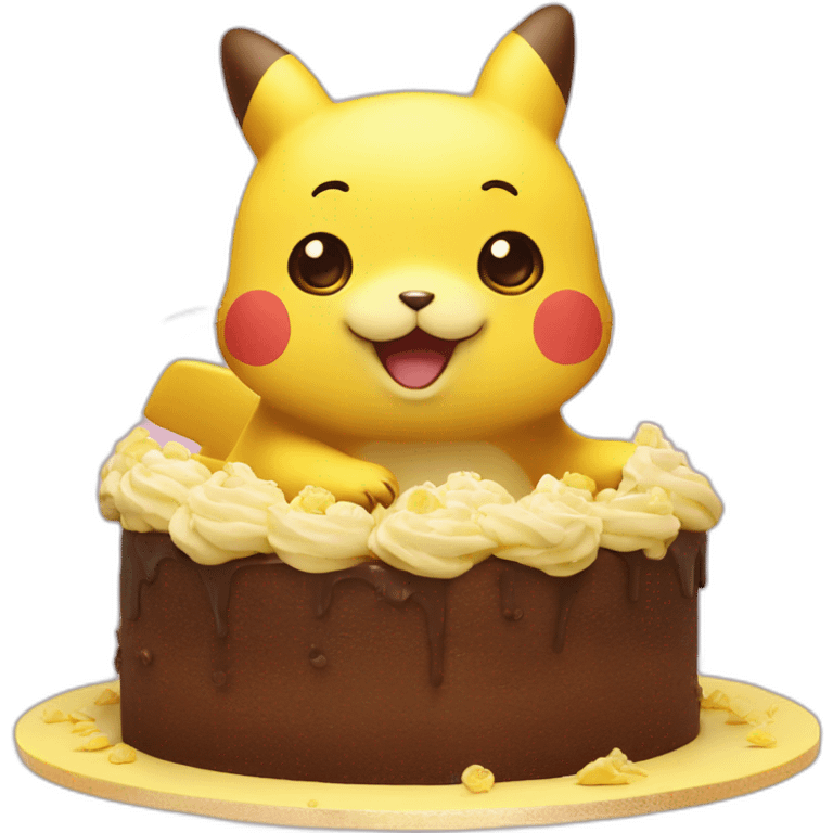 cute otter disguised as a pikachu in a cake of banana emoji