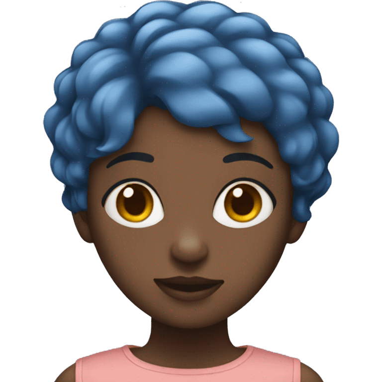 Black girl with short blue hair emoji