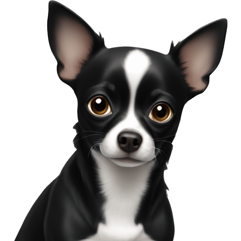 A black chihuahua white a white nuzzle emoji