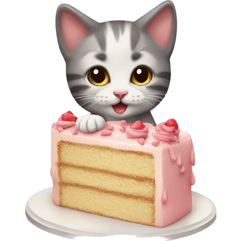 kitten with cake emoji