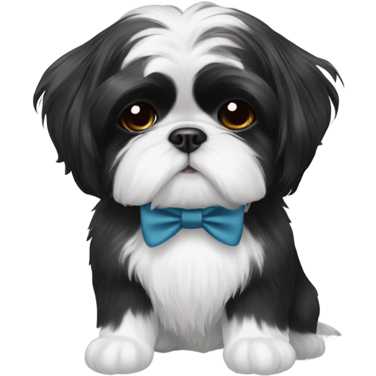 black and white shih tzu with a bow tie emoji