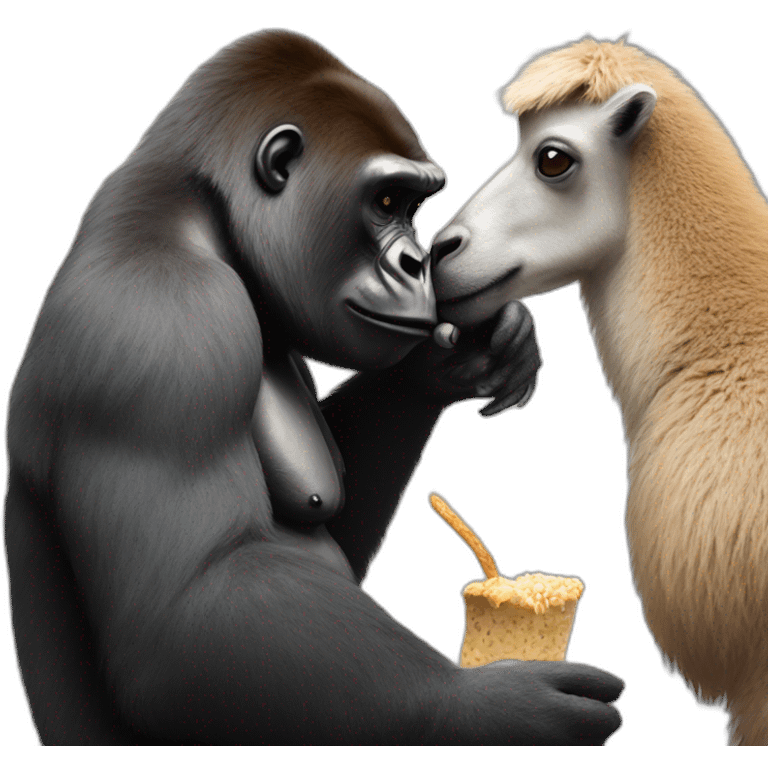 Gorilla feeding a Llama emoji