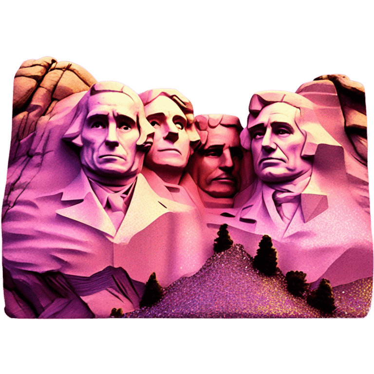 Pink ombre Mount Rushmore with glitter emoji