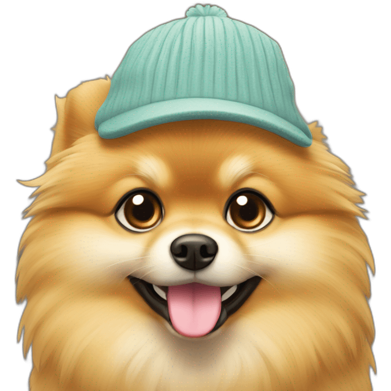 Pomeranian con gorrito emoji