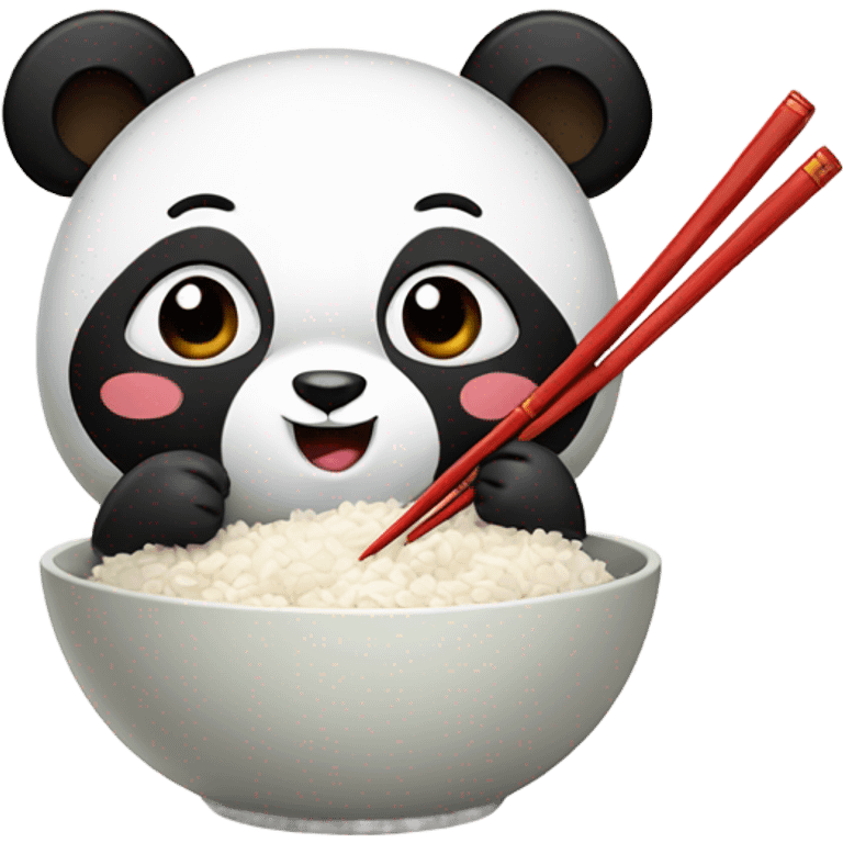 panda eating rice with chopsticks emoji