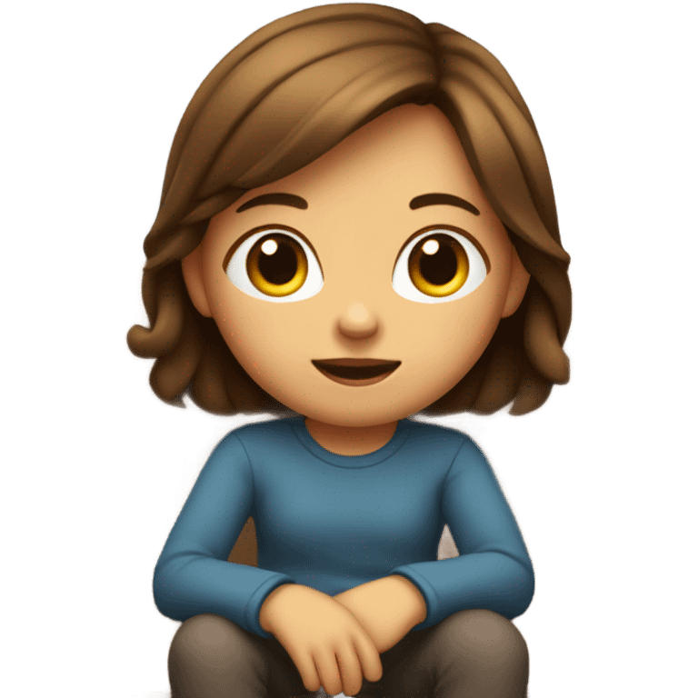 Little cute girl with brown hair sitting in the couch illustration  emoji