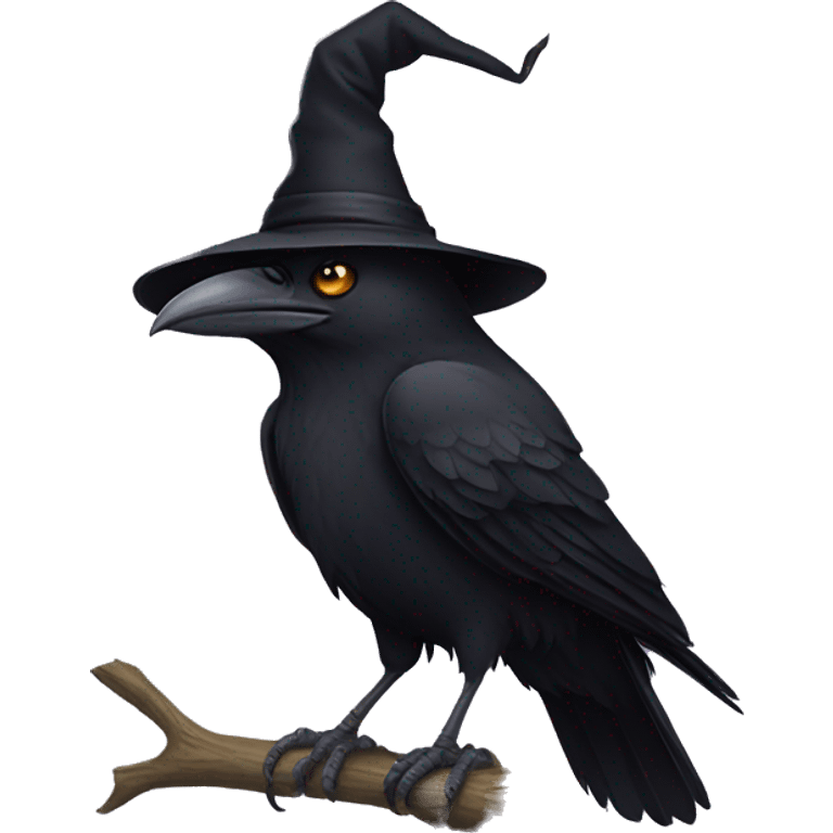 crow wearing witch hat emoji