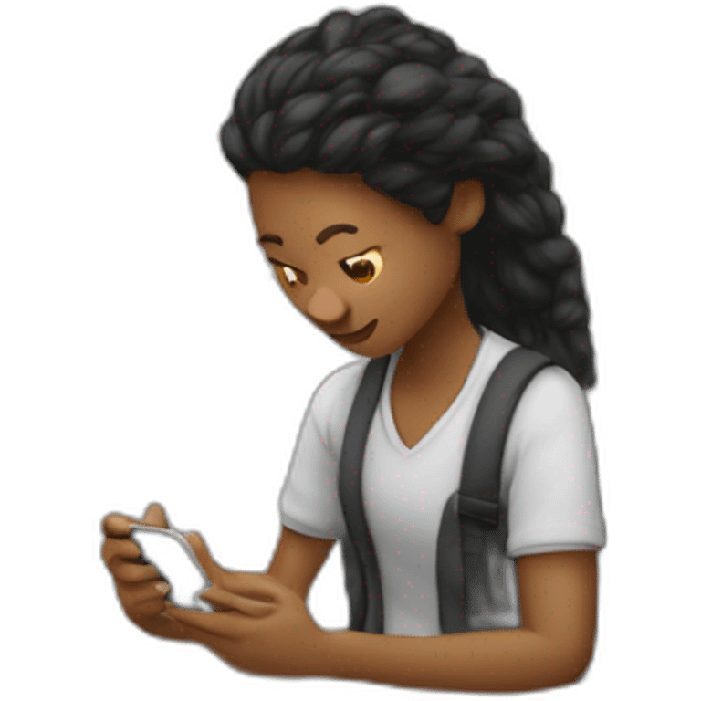 A student working with an iphone in class emoji