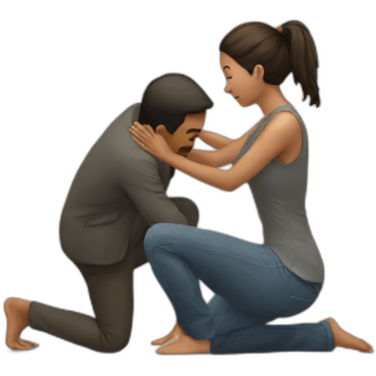 Woman on knees facing man emoji