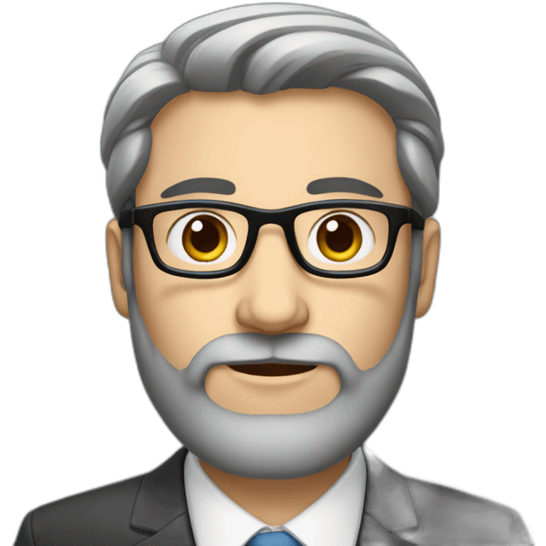 A Jewish man with a beard, thinned dark hair with gray on his head, in a business suit and glasses emoji