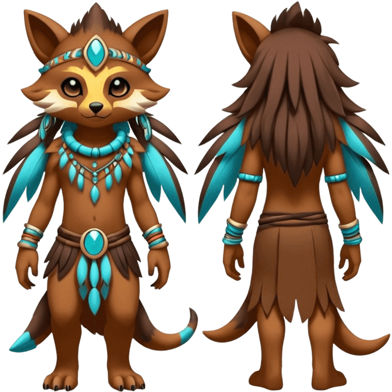 Anthro Sona Cool Edgy Cute Colorful Shy Shamanic Tribal Shiny Fakemon-Fantasy-Creature Full Body emoji