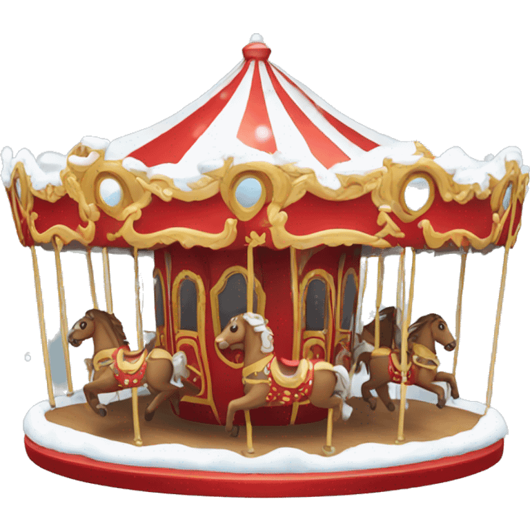 Red carousel with snow emoji