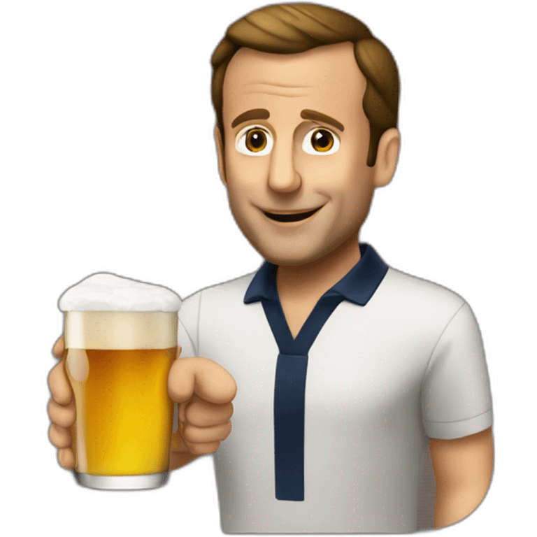 Macron drink beer emoji