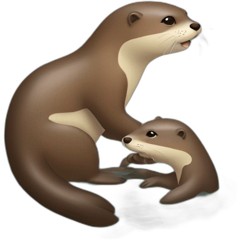 Loutre qui fait un câlin à une loutre emoji