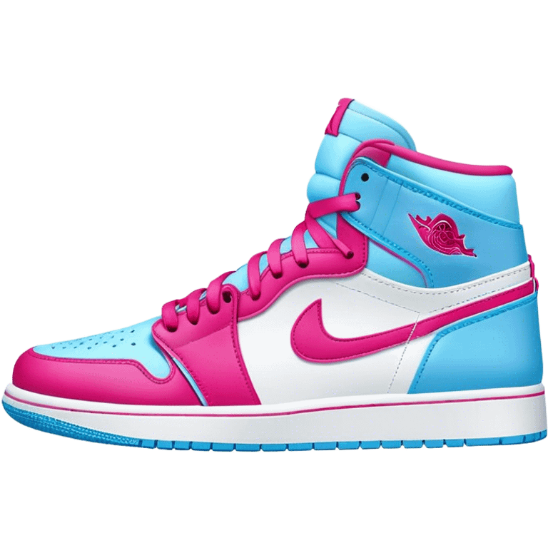 Hot pink and light blue air Jordan’s 1s emoji