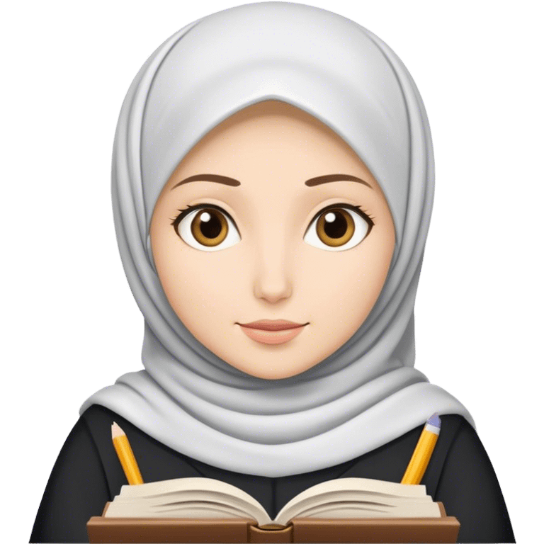 a white skin hijab woman was studying emoji