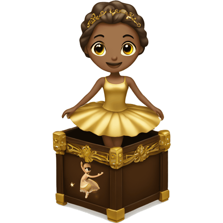  brown ballerina in a gold music box emoji