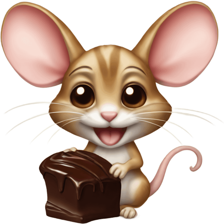 A jerboa with chocolate in a paw emoji