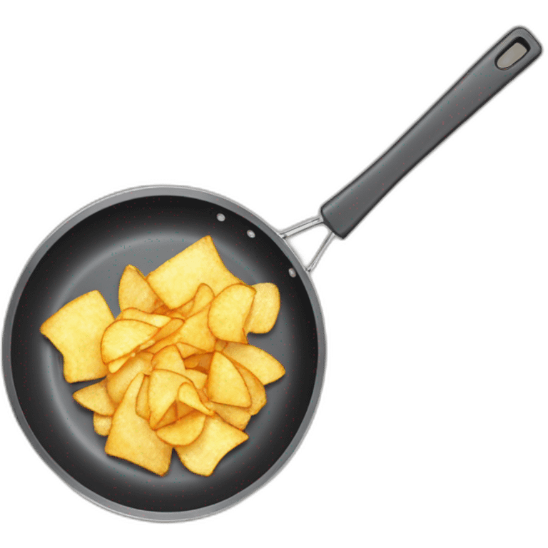 cooking chips and microchips frying in pan emoji