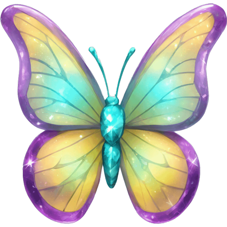 Shiny sparkly glass crystal butterfly emoji