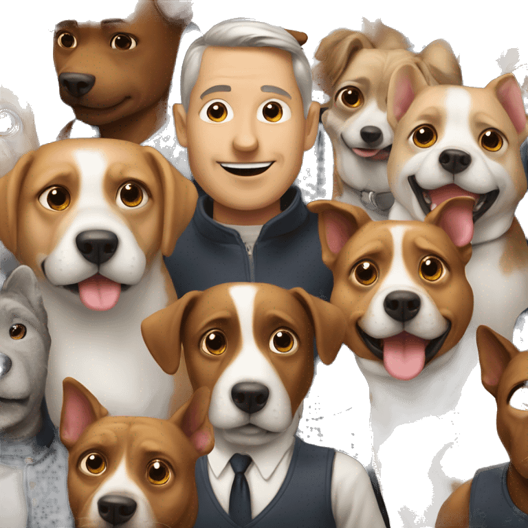 Dog with funny men emoji