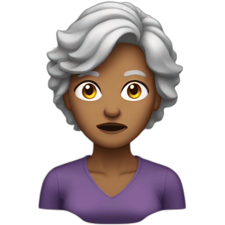 Sixty woman with gray hair angry emoji