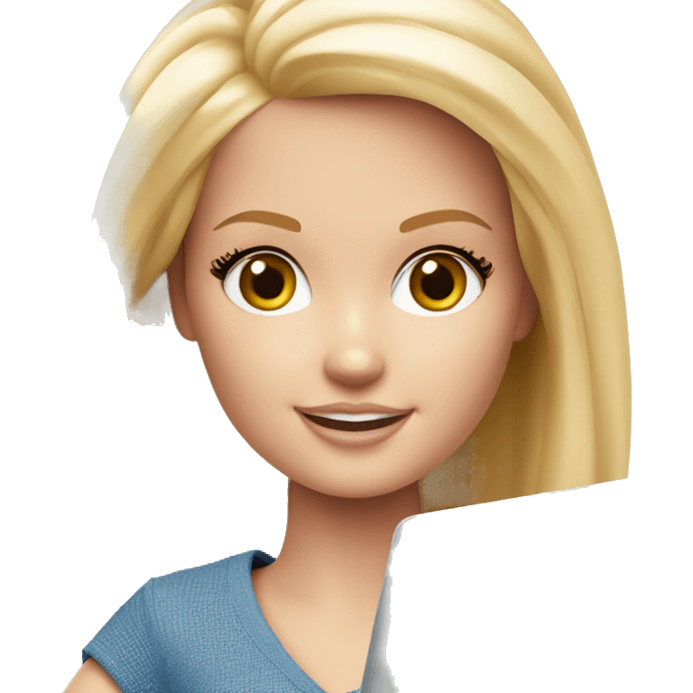 blonde girl Barbie with fair skin with laptop emoji