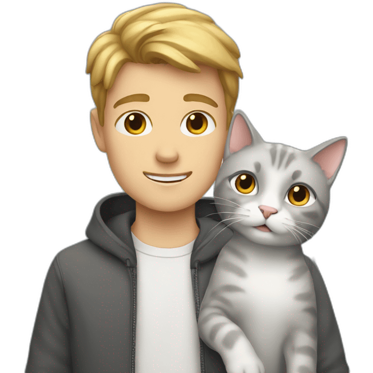 White boy with a gray cat emoji