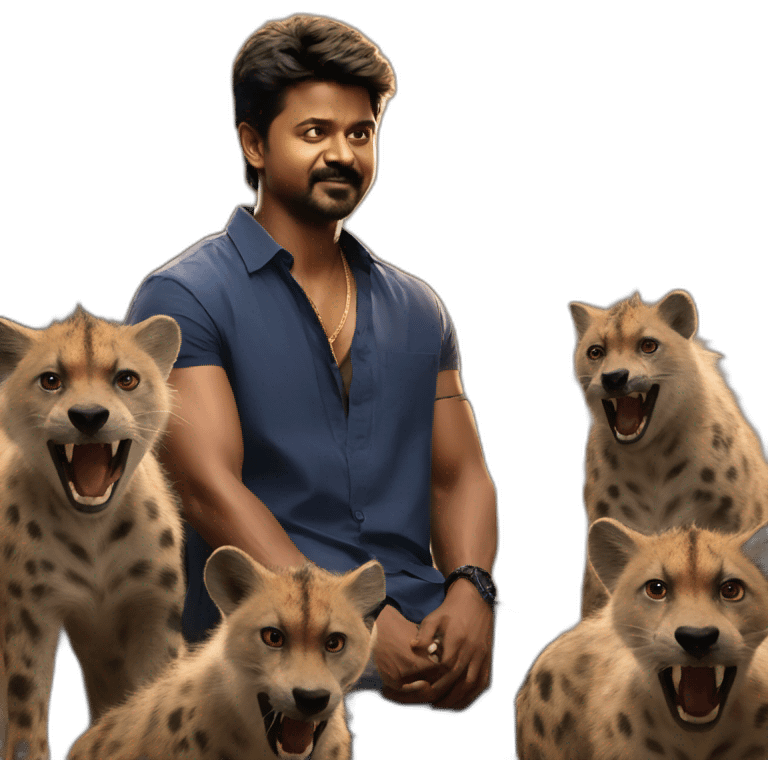 Thalapathy vijay with hyenas emoji